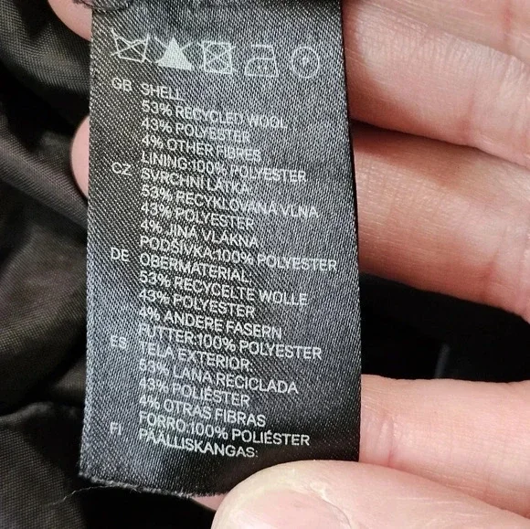 H&M Divided Gray Wool Blend Toggle Coat Hooded Y2K Academia Jacket Size 4 Preppy - Picture 5 of 7